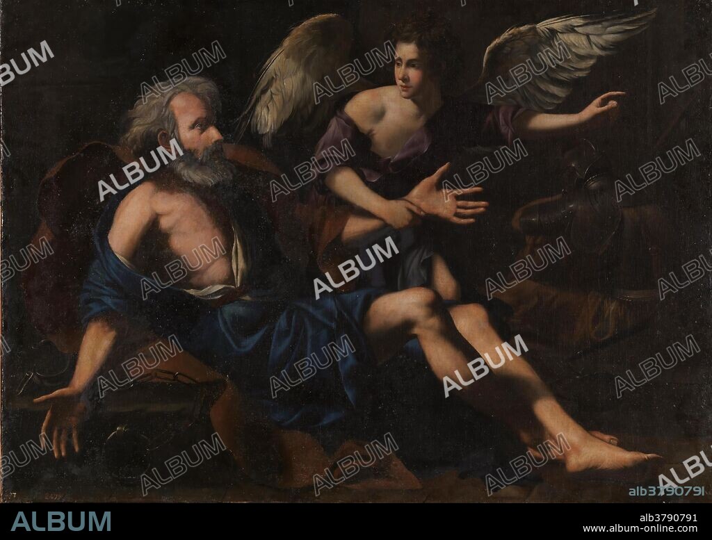 Tommaso Salini / 'San Pedro liberado por un ángel'. Siglo XVII. Óleo sobre lienzo, 122 x 171 cm.