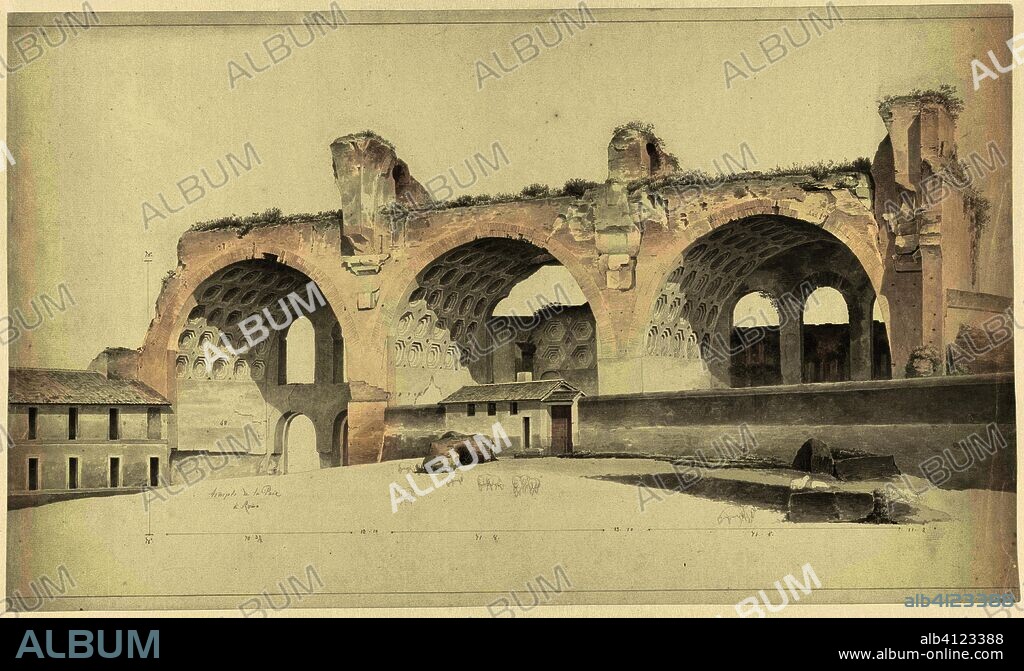 The Basilica of Maxentius and Constantine in Rome. De Basilica van Constantijn en Maxentius, Rome. Draughtsman: Josephus Augustus Knip. Dating: c. 1809 - c. 1812. Place: Italy. Measurements: h 410 mm × w 697 mm.