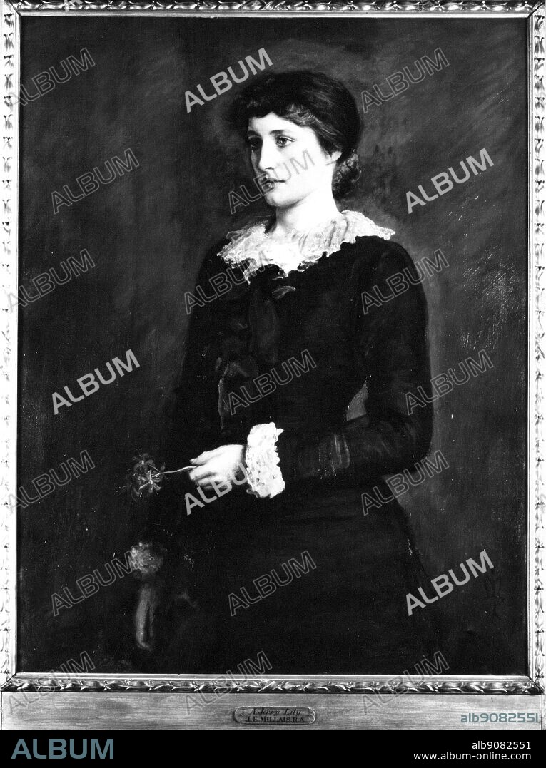 A Jersey Lily (Lillie Langtry) (Emilie Charlotte 1853-1929 English Actress Painting by John Everett Millais 1829-1896. mistress Edward VII.