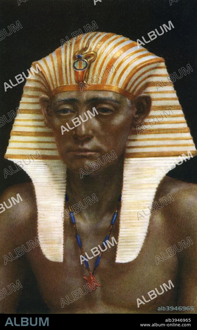 Amenemhat III, Ancient Egyptian pharaoh of the 12th dynasty, 19th century BC (1926). The sixth king of the 12th dynasty, Amenemhat III ruled from c1860 to c1814 BC. A print from Kings and Queens of Ancient Egypt, portraits by Winifred Brunton, Hodder and Stoughton, London, 1926.