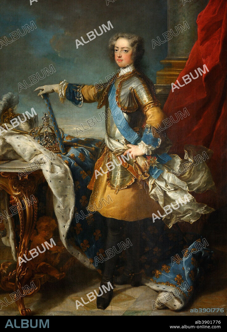 JEAN-BAPTISTE VAN LOO. Louis XV, roi de France et de Navarre (1710-1774) / Louis XV, King of France and Navarre (1710-1774). Date/Period: Ca. 1723. Painting. Oil on canvas. Height: 205 cm (80.7 in); Width: 171 cm (67.3 in).