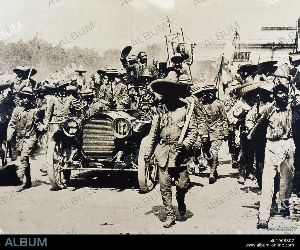 Francisco Indalecio Madero arriving in Mexico City, June 12, 1911, to meet Emiliano Zapata. Mexico, 20th century.