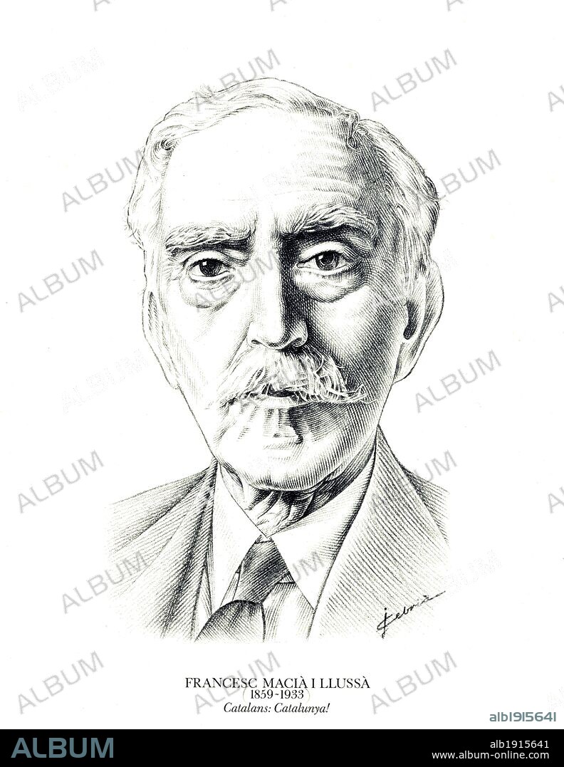 Francesc Macià i Llussà (1859-1933). Político catalán, presidente de la Generalitat. Dibujo de Josep Cebrià.