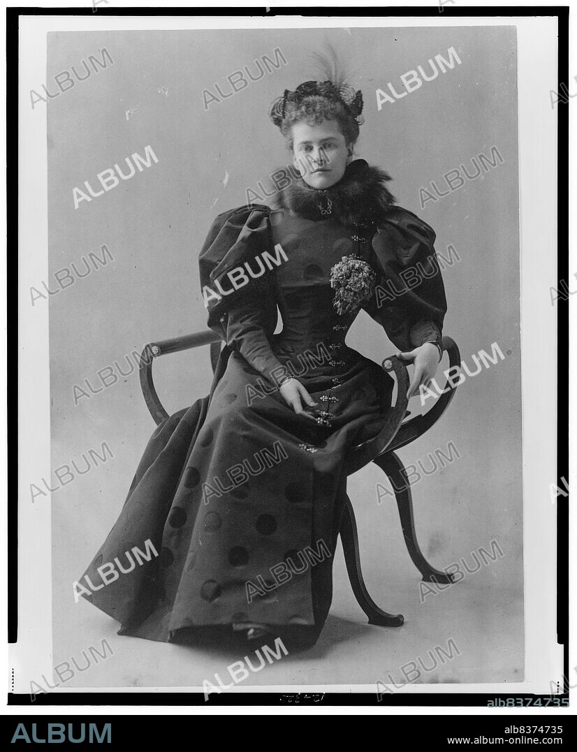 FRANCES BENJAMIN JOHNSTON. Mrs. Elizabeth Cameron, full-length portrait, seated, facing front, between c1890 and c1910. [Elizabeth Cameron, second wife of Senator Donald Cameron, mother of Martha Cameron].