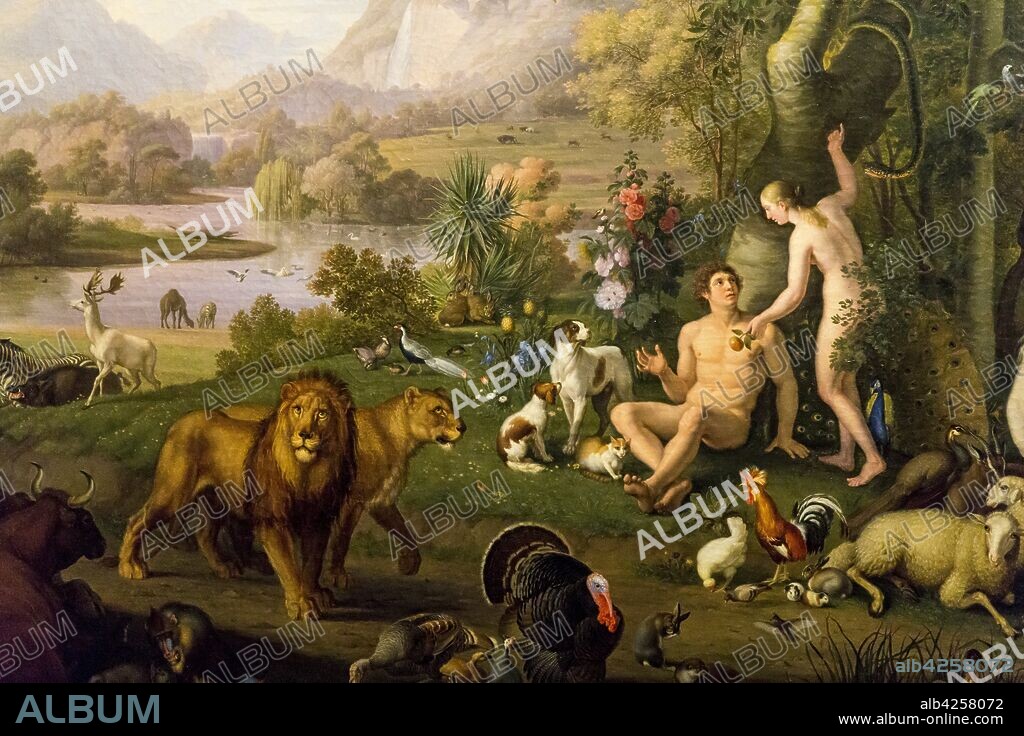 Vatican pinacoteca,Wenzel Peter(1745-1829) Adam and Eve in the Garden of Eden. Vatican museum, Vatican city, Rome, Italy.