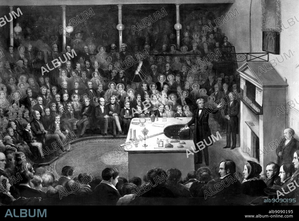 Michael Faraday (1791-1867) Lecturing at the Royal Institution, December 1855, before Prince Consort and Prince of Wales.