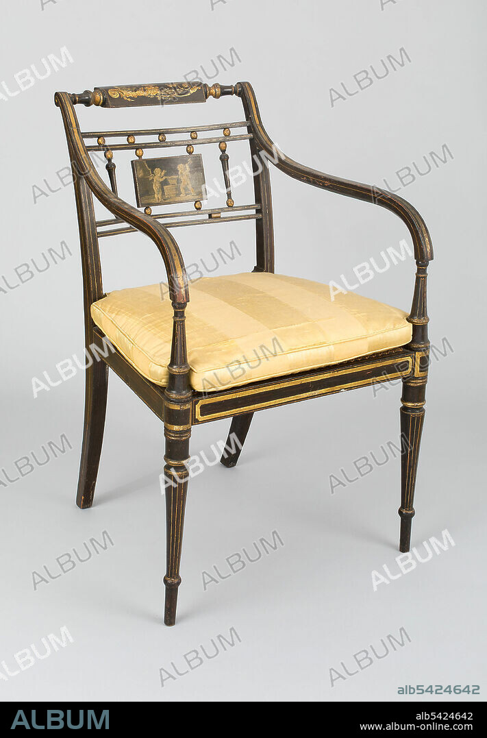 JOHN GEE. Armchair with Tablet: Putti at Vulcan's Forge, England, c. 1790/1800.