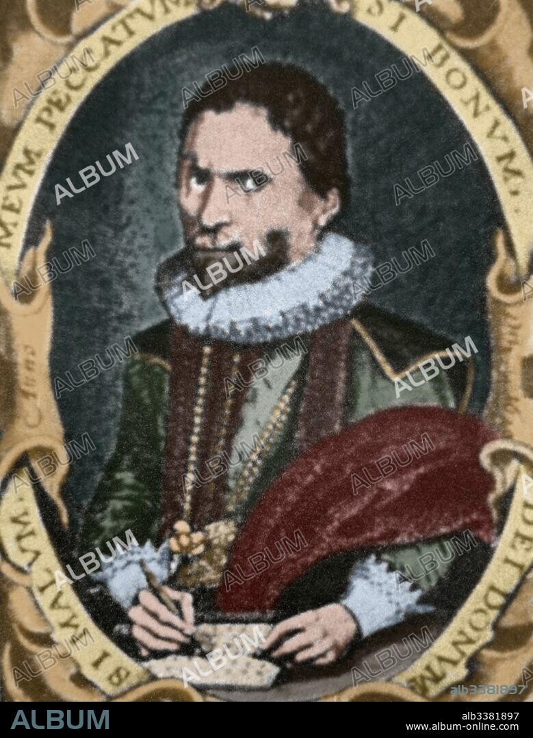 John Napier (Castillo de Merchiston, 1550-Edimburgo, 1617). Matemático escocés. Basándose en la comparación de progresiones aritméticas y geométricas, definió el concepto de logaritmo. Grabado coloreado.