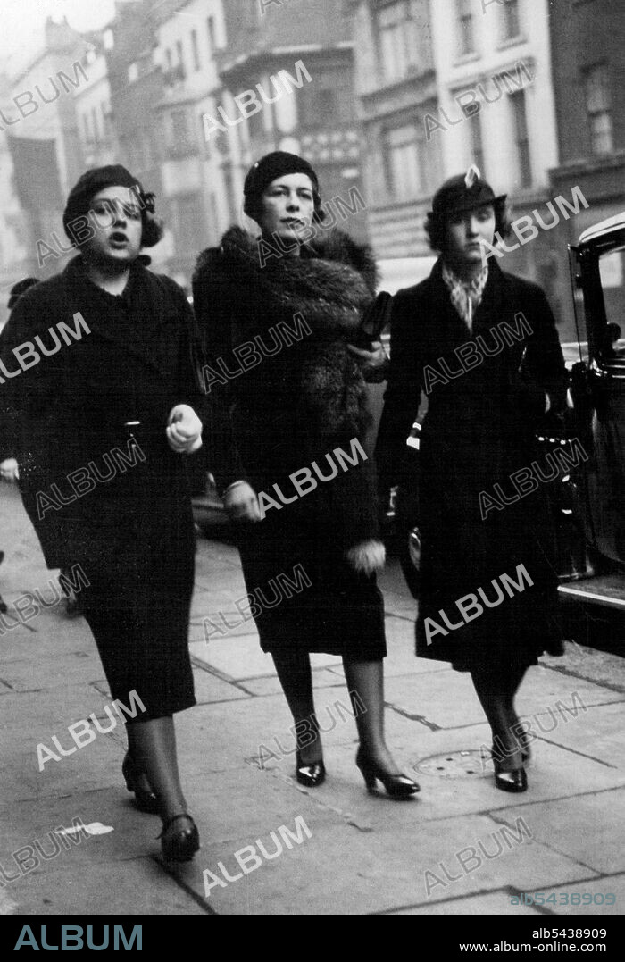 Lady Airlie (center) and her daughter, Lady Victoria Ogilvy (left) and Miss Coke (right). At the Marriage of Miss Rosemary Coke and Mr. John D'Henin Hamilton at St. George's Hanover Square, London. March 01, 1935. (Photo by Topical Press). ;Lady Airlie (center) and her daughter, Lady Victoria Ogilvy (left) and Miss Coke (right). At the Marriage of Miss Rosemary Coke and Mr. John D'Henin Hamilton at St. George's Hanover Square, London.