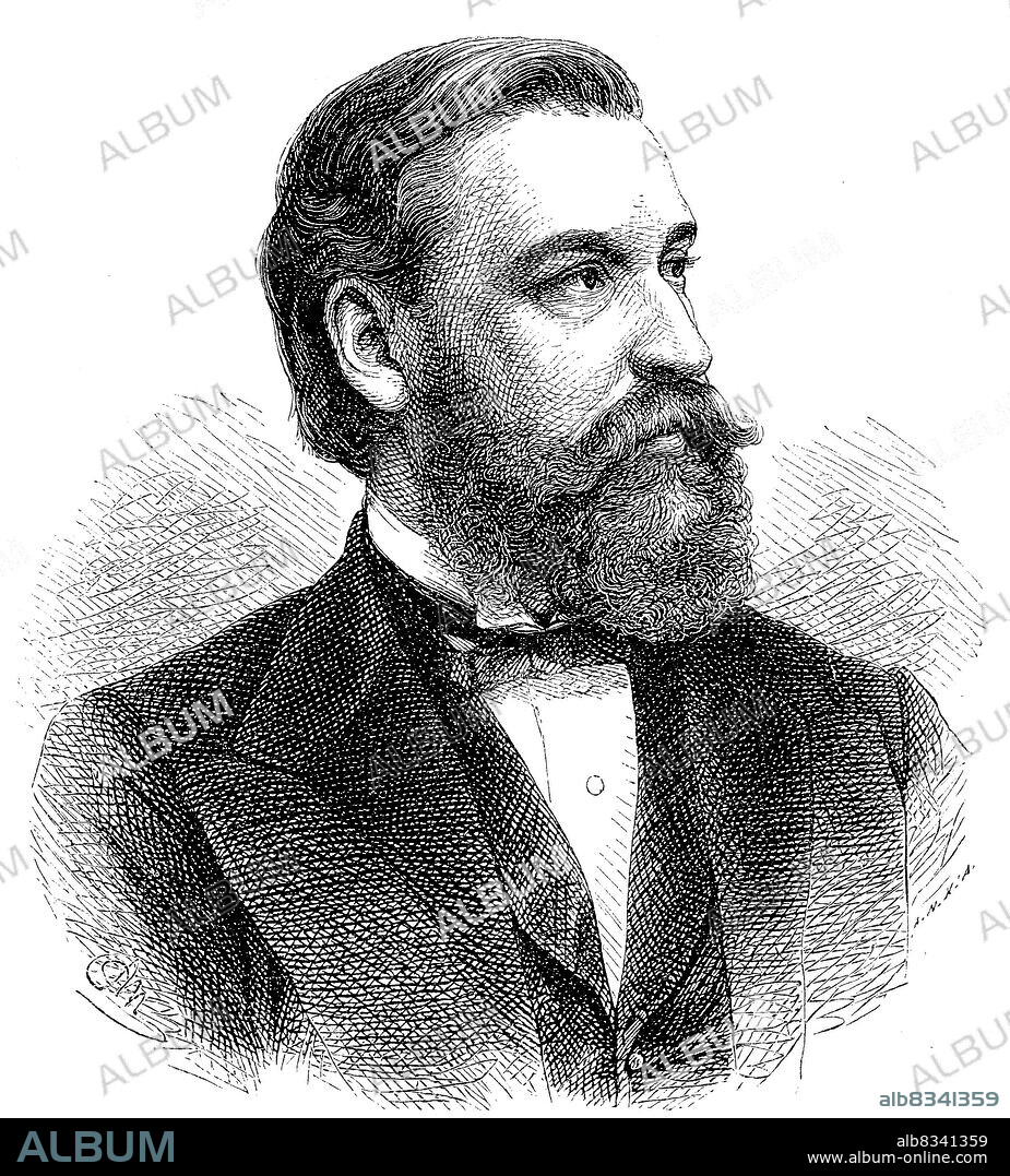 Heinrich Gotthard von Treitschke, 15. September 1834 - 28. April 1896, war ein deutscher Historiker, politischer Publizist und Mitglied des Reichstags von 1871 bis 1884 / Heinrich Gotthard von Treitschke, September 15, 1834 - April 28, 1896, was a German historian, political publicist, and member of the Reichstag from 1871 to 1884, Historisch, historical, digital improved reproduction of an original from the 19th century / digital restaurierte Reproduktion einer Originalvorlage aus dem 19. Jahrhundert, genaues Originaldatum nicht bekannt.