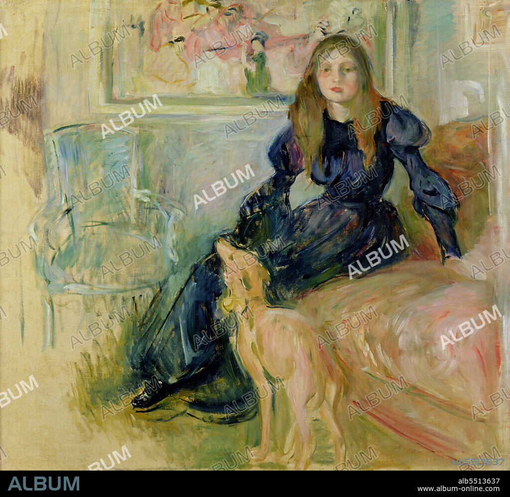 BERTHE MORISOT. Jeune fille au lévrier ou Julie Manet et sa levrette Laerte.