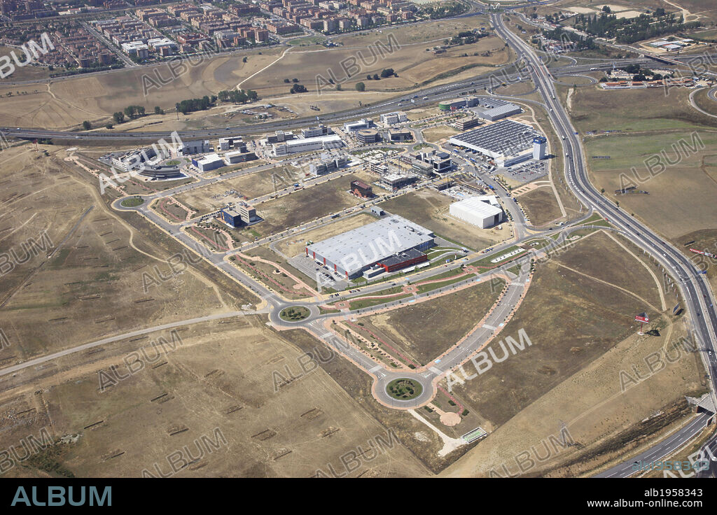 PARQUE CIENTIFICO TECNOLOGICO Y EMPRESARIAL LEGATEC en Leganes. Vista aérea. Provincia de Madrid. España.