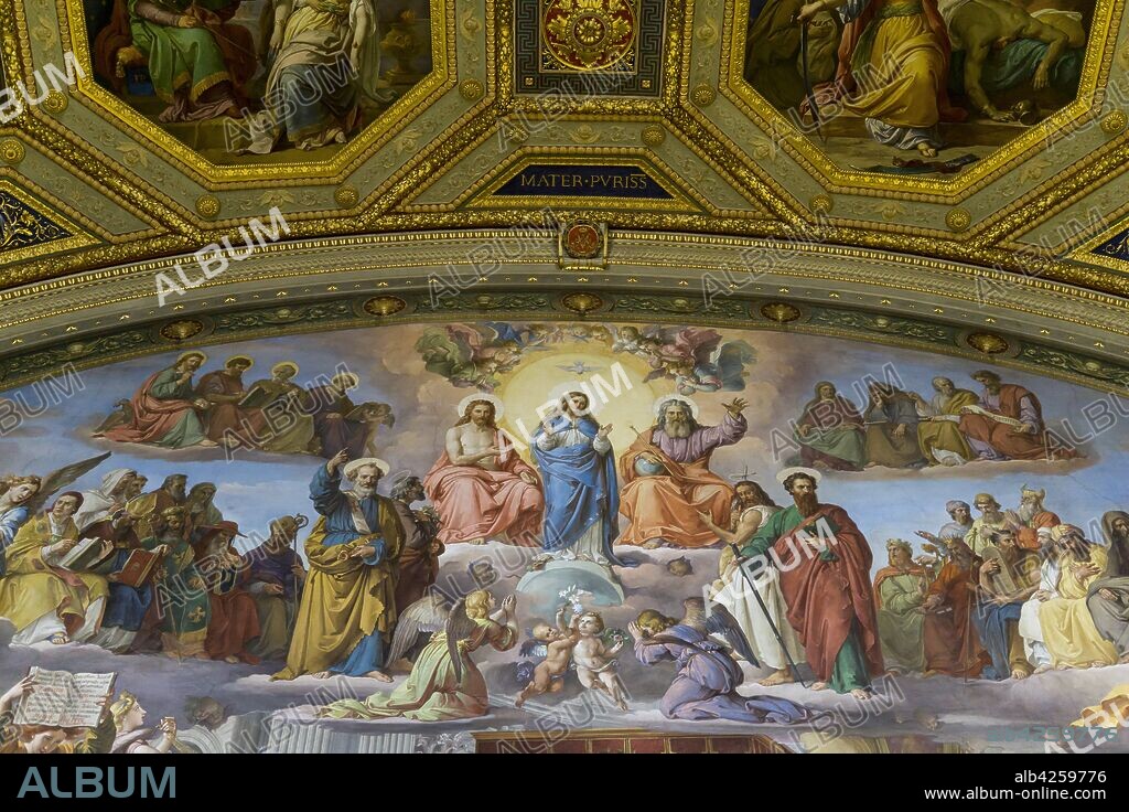 Room of the Immaculate Conception in The Vatican Museum, Francesco Podesti(Ancona 1800-Rome 1895), Proclamation of the dogma(1859-1861).Vatican,Rome.