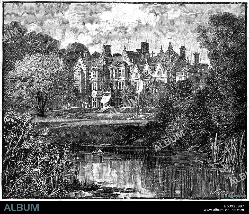 Sandringham House, Norfolk, 1900. The house was bought by Queen Victoria in 1862, and is still used as a royal residence. Illustration from The Life and Times of Queen Victoria by Robert Wilson, Volume IV, (Cassell and Company, London, Paris, New York, Melbourne, 1900).