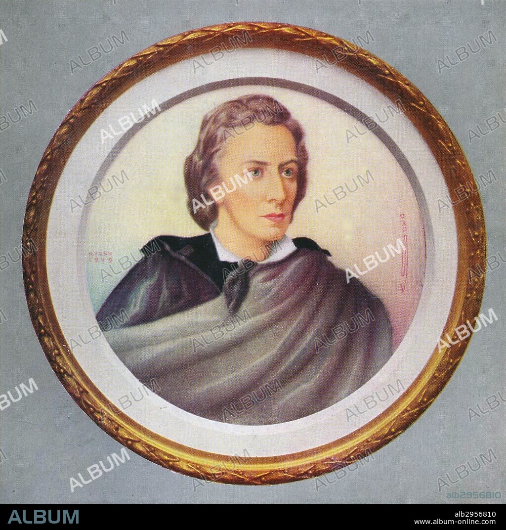 Portrait of Frederic Francois Chopin (1810-1849) Polish composer and virtuoso pianist of the Romantic era, who wrote primarily for the solo piano. Dated 1838.