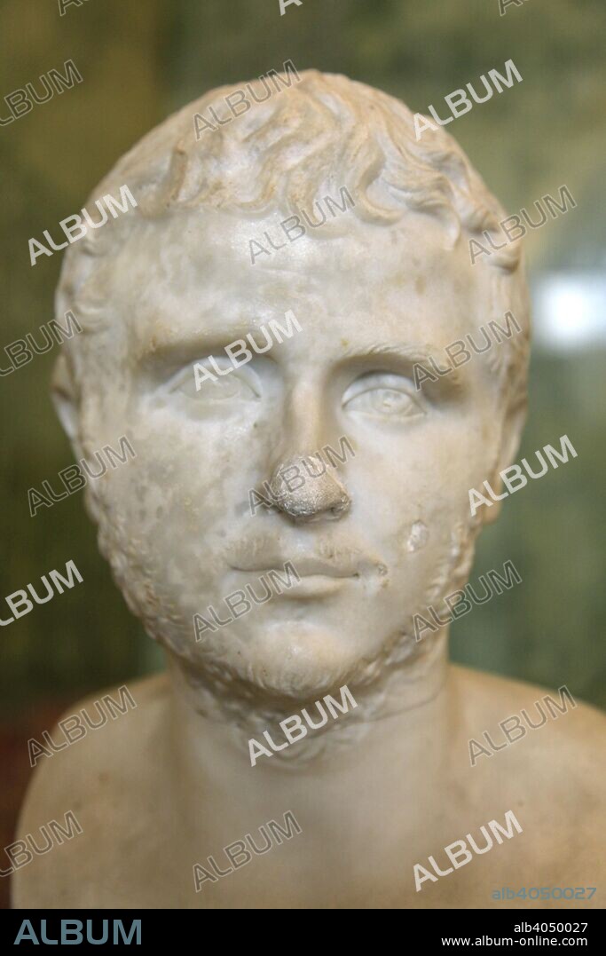 Portrait of the Roman Emperor Gallienus, 3rd century. Gallienus (c218-268) was Emperor with his father, Valerian, from 253 until 260. He ruled alone after Valerian was captured in battle by the Persians, but the Empire experienced a series of revolts and invasions. He was assassinated while commanding a siege of the rebel-held city of Milan in 268. Found in the collection of The Hermitage, St Petersburg.