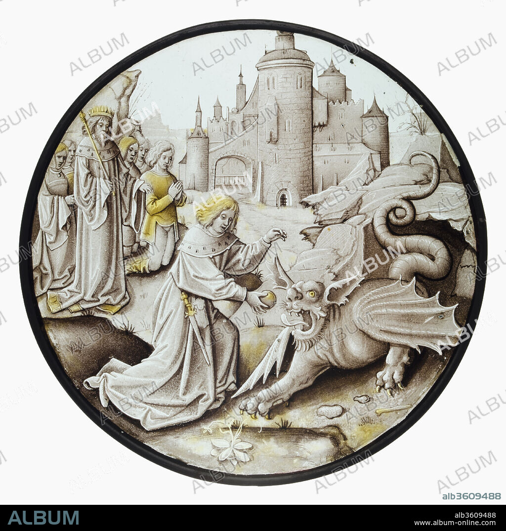 Roundel with Daniel Slaying the Dragon. Artist: Style of Pseudo-Ortkens (South Netherlandish, active Antwerp and Brussels, ca. 1500-30). Culture: South Netherlandish. Dimensions: Overall Diam.: 8 1/2 in. (21.6 cm). Date: ca. 1520.