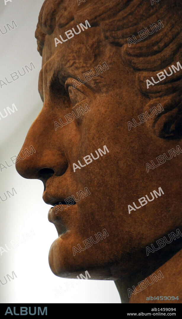 CONSTANTINO I 'EL GRANDE' (Cayo Flavio Valerio Constantino) (285-337). Emperador romano. S. III-IV. Busto romano en mármol, realizado entre los años 325 y 370. S. IV. Detalle. Museo Metropolitano de Arte. Nueva York. Estados Unidos.