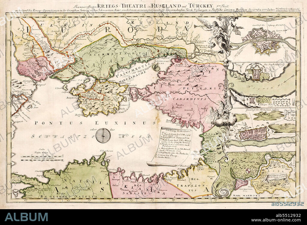 ANONIMO. A military map depicting Russo-Turkish War of 1735-1739.