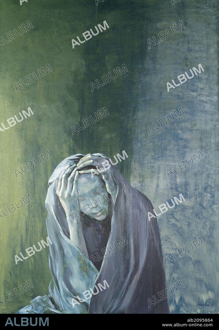 MONTSERRAT GUDIOL. ARTE SIGLO XX. ESPAÑA. GUDIOL I COROMINAS, Montserrat (Barcelona 1952). Pintora catalana. "DESOLACIO" (DESOLACION). 1997. Tamaño: 106 x 71 cm. Oleo sobre madera.