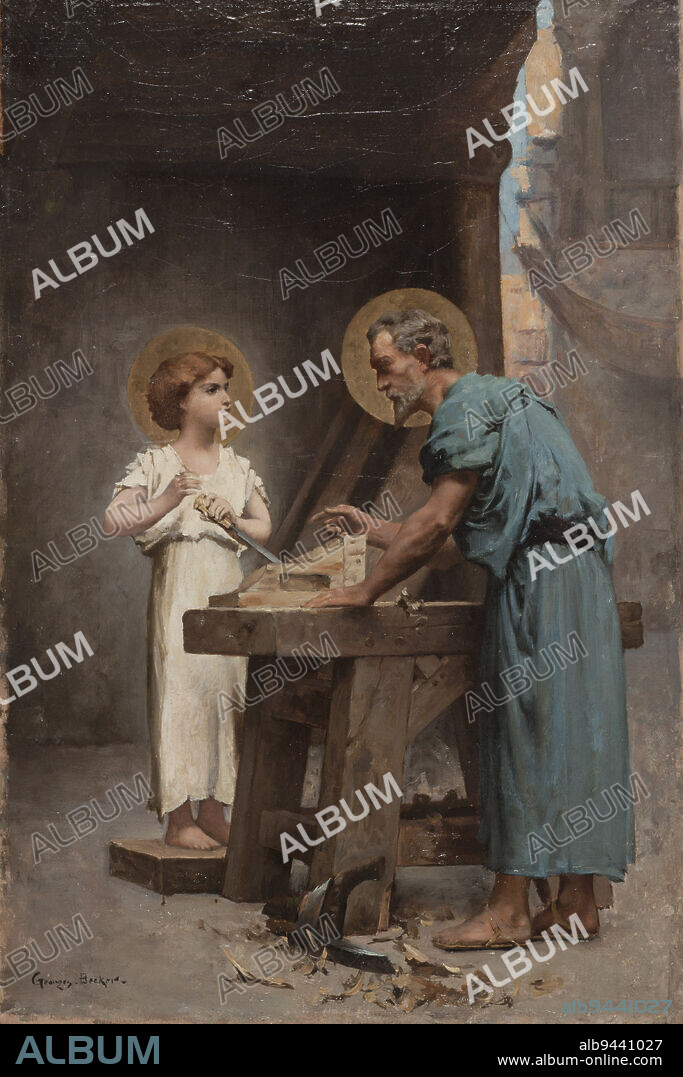 Sketch for the church of Saint-Louis-d'Antin: Saint Joseph protector of the childhood of Jesus, Becker, Georges, Painter, In 1874, 19th century, Painting, Picture, Oil paint, Canvas (material), Dimensions - Work: Height: 49 cm, Width: 32.8 cm, Dimensions - Frame: Height: 54 cm, Width: 38.5 cm.