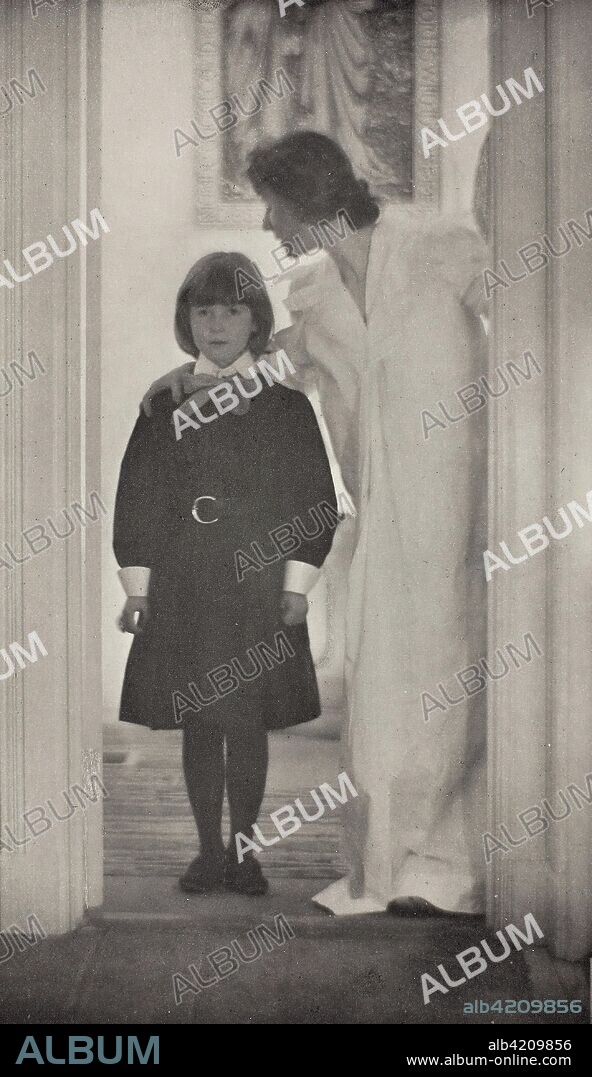GERTRUDE KÄSEBIER. Blessed Art Thou Among Women. Gertrude Käsebier; American, 1852-1934. Date: 1899. Dimensions: 23.7 x 14.1 cm (image); 26.4 x 16.4 cm (paper); 28.5 x 19.8 cm (mount). Photogravure, from "American Pictorial Photography, Series II" (1901), edition 34/150. Origin: United States.