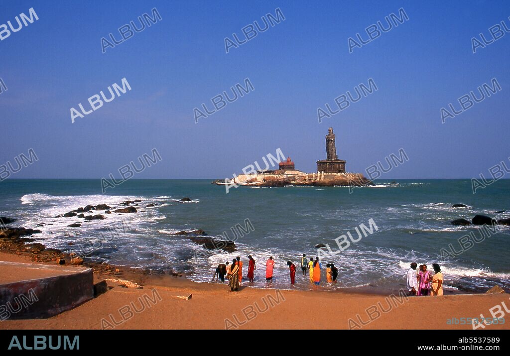 Thiruvalluvar was a Tamil poet and philosopher born in Kanyakumari sometime between the 1st century BCE and the 8th century CE. His contribution to Tamil literature is the Thirukkural, a work on ethics. Swami Vivekananda (1863 – 1902), born Narendra Nath Datta, was an Indian Hindu monk and chief disciple of the 19th-century saint Ramakrishna. He was a key figure in the introduction of the Indian philosophies of Vedanta and Yoga to the Western world and is credited with raising interfaith awareness, bringing Hinduism to the status of a major world religion during the late 19th century. Kanyakumari, formerly known as Cape Comorin, lies at the southernmost point of mainland India. It is the southern tip of the Cardamom Hills, an extension of the Western Ghats which range along the west coast of India. Kanyakumari takes its name from the goddess Devi Kanya Kumari, considered to be a sister of Krishna. Women pray to her for marriage. The goddess is believed to be the one who removes the rigidity of our mind. The temple here is a Shakti Peetha, one of the holiest shrines of the Mother goddess.