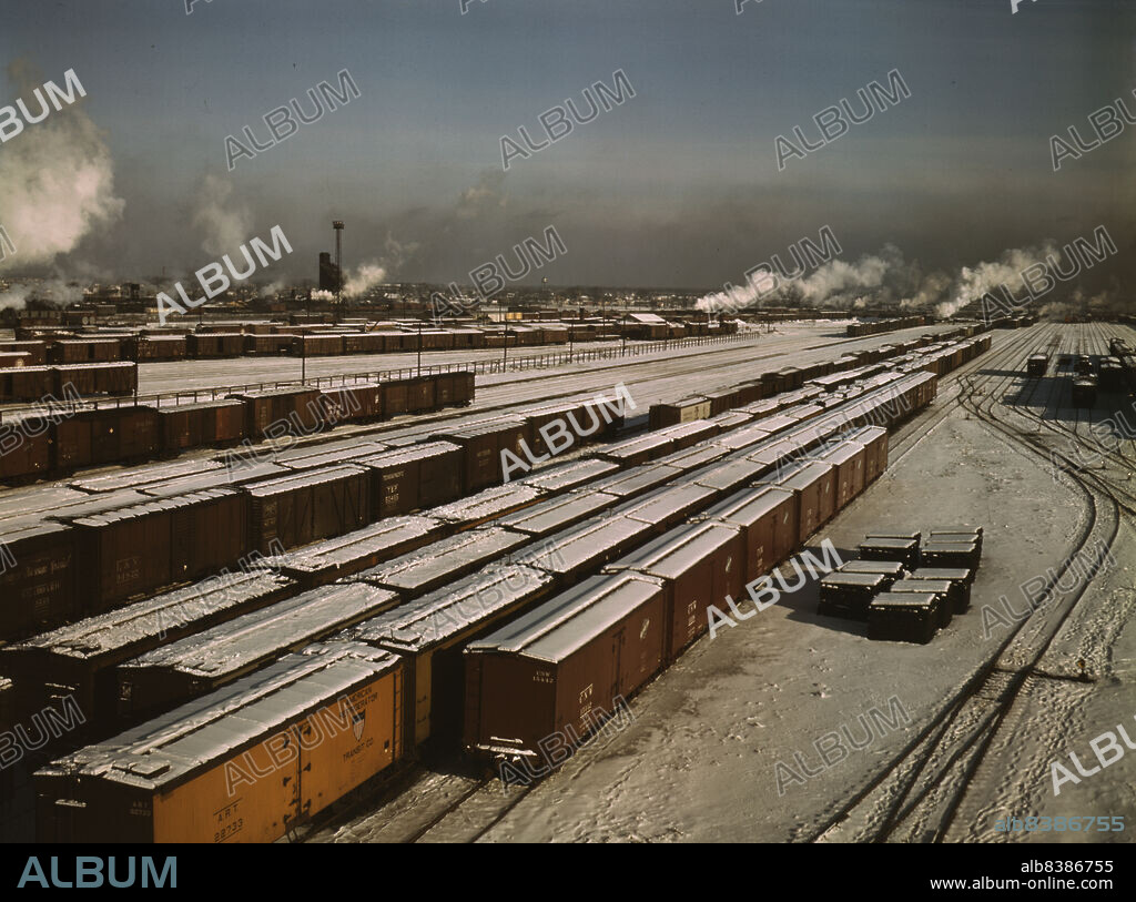 JACK DELANO. General view of a classification yard at C & NW RR's [i.e. Chicago and North Western railroad's] Proviso yard, Chicago, Ill.