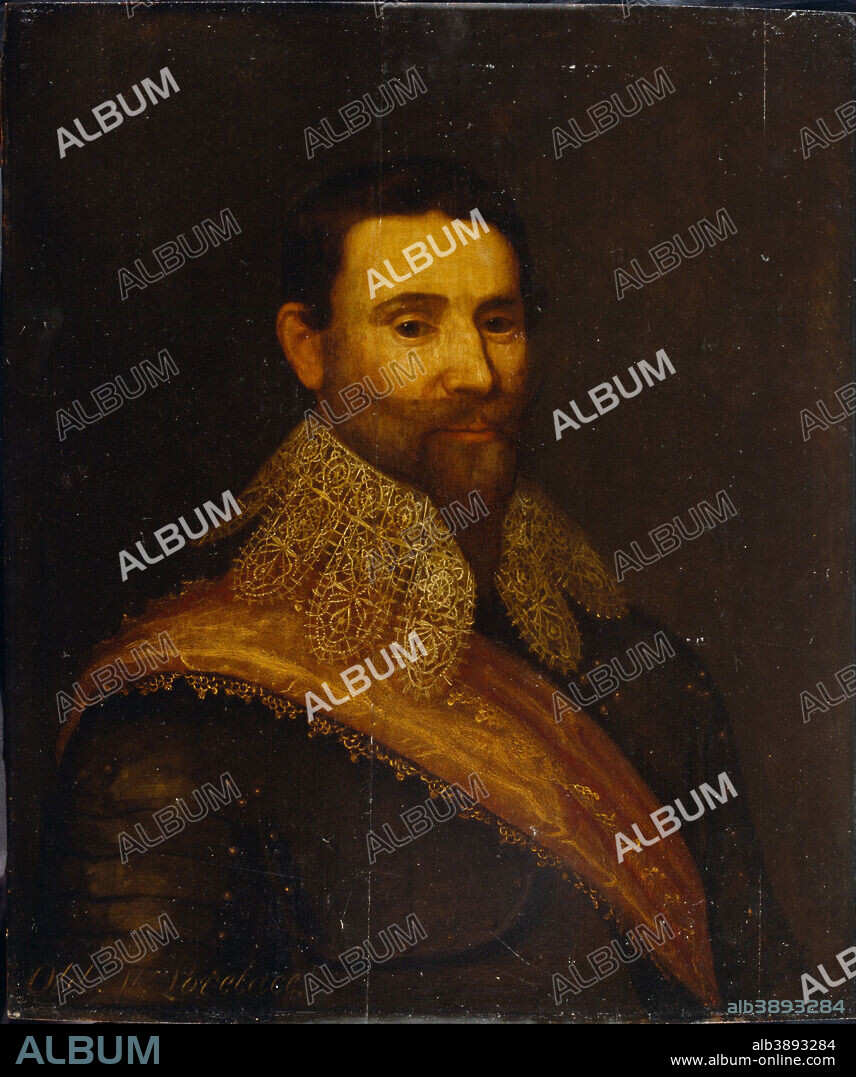 BRITISH SCHOOL. Sir William Lovelace Kt. of Woolwich. Date/Period: Before 1633. Painting. Oil on oak panel. Height: 647 mm (25.47 in); Width: 546 mm (21.49 in).