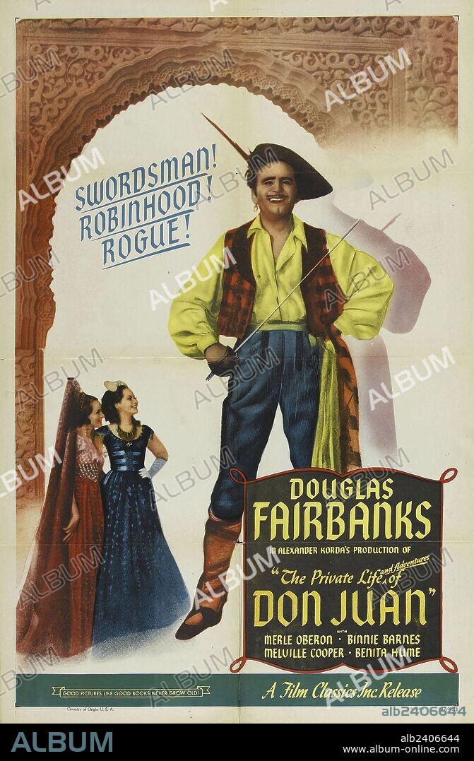 Poster of THE PRIVATE LIFE OF DON JUAN, 1934, directed by ALEXANDER KORDA. Copyright LONDON FILMS.