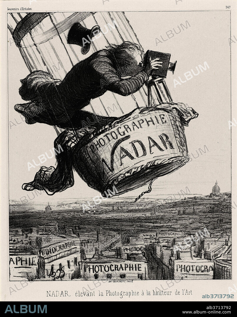 HONORE DAUMIER. Nadar élevant la Photographie à la hauteur de l'Art. Dated: 1862. Medium: lithograph.