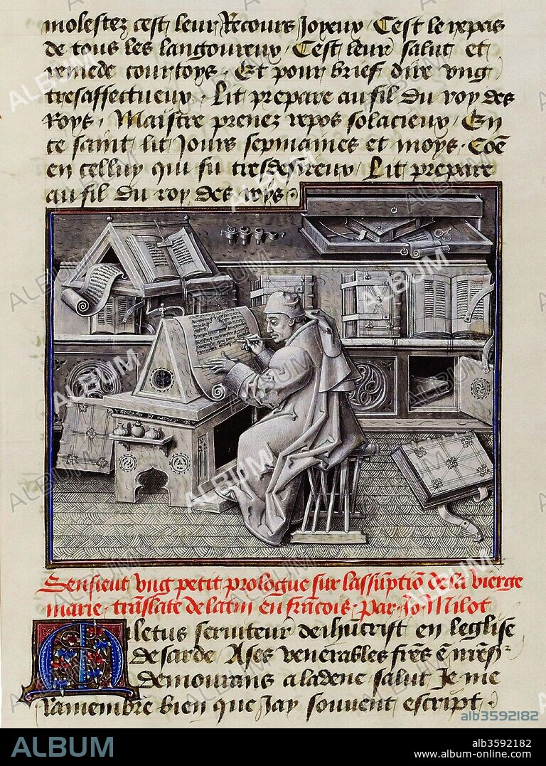 JEAN TAVERNIER. Burgundian scribe (Portrait of Jean Miélot, secretary, author and translator of Philip the Good, Duke of Burgundy).
