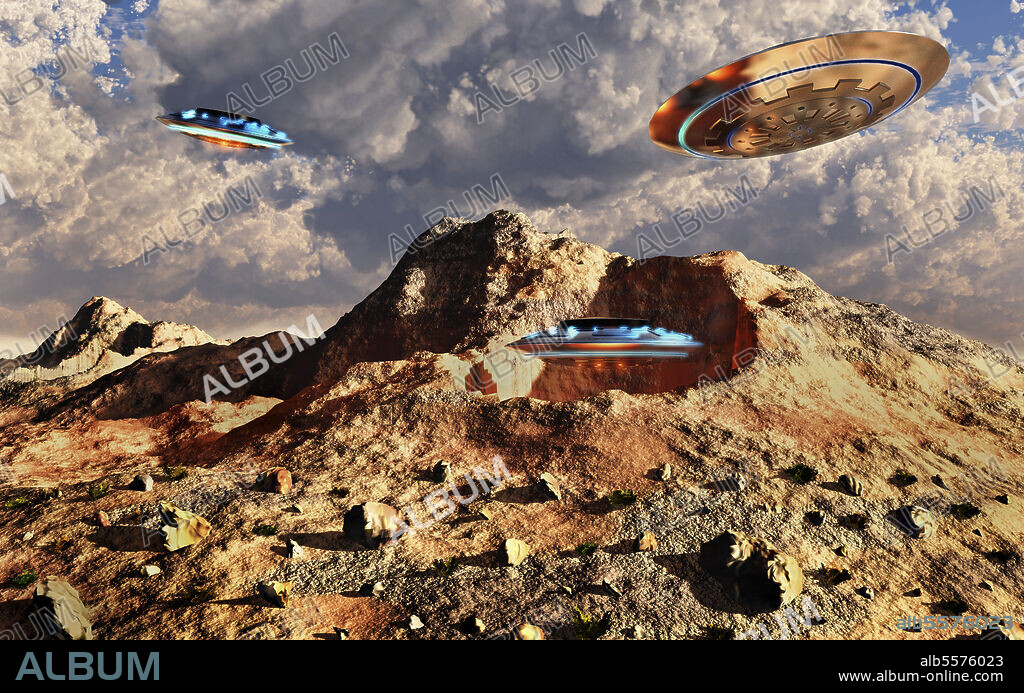 Alien UFOs using a secret entrance to get into Dulce Underground Base In New Mexico, USA.