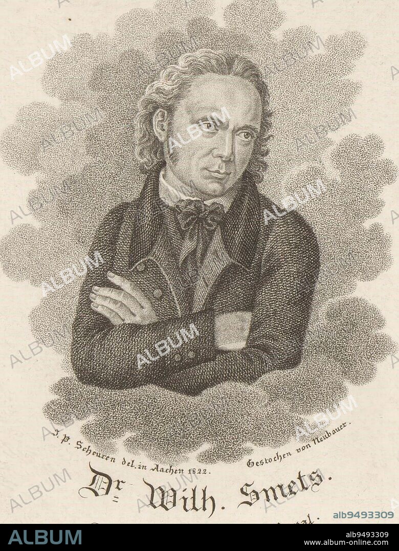 Portrait of Wilhelm Smets, Friedrich Ludwig Neubauer, after Johann Peter Scheuren, 1822 - 1828, print maker: Friedrich Ludwig Neubauer, (mentioned on object), intermediary draughtsman: Johann Peter Scheuren, (mentioned on object), 1822 - 1828, paper, etching, h 145 mm - w 99 mm.