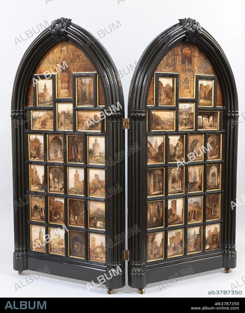 GENARO PÉREZ VILLAAMIL Y DUGUET. Genaro Pérez Villaamil y Duguet / 'Diptych with 42 Monumental Views of Spanish Cities'. 1833 - 1838. Oil on paper, panel, tin plate.