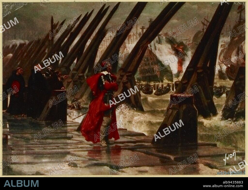 Henri Motte, Richelieu during the siege of La Rochelle (1627-1628). Obigny-Benon Museum, Yvon, Publisher, Draeger Frères (art printing), Printer, Graphic arts, Postcard, Photomechanical process, Height: 10.5 cm, Width: 14.8 cm.