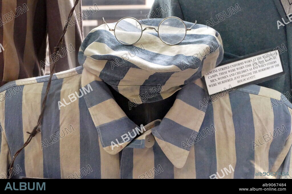 Striped uniform worn by prisoners in Nazi concentration camps.