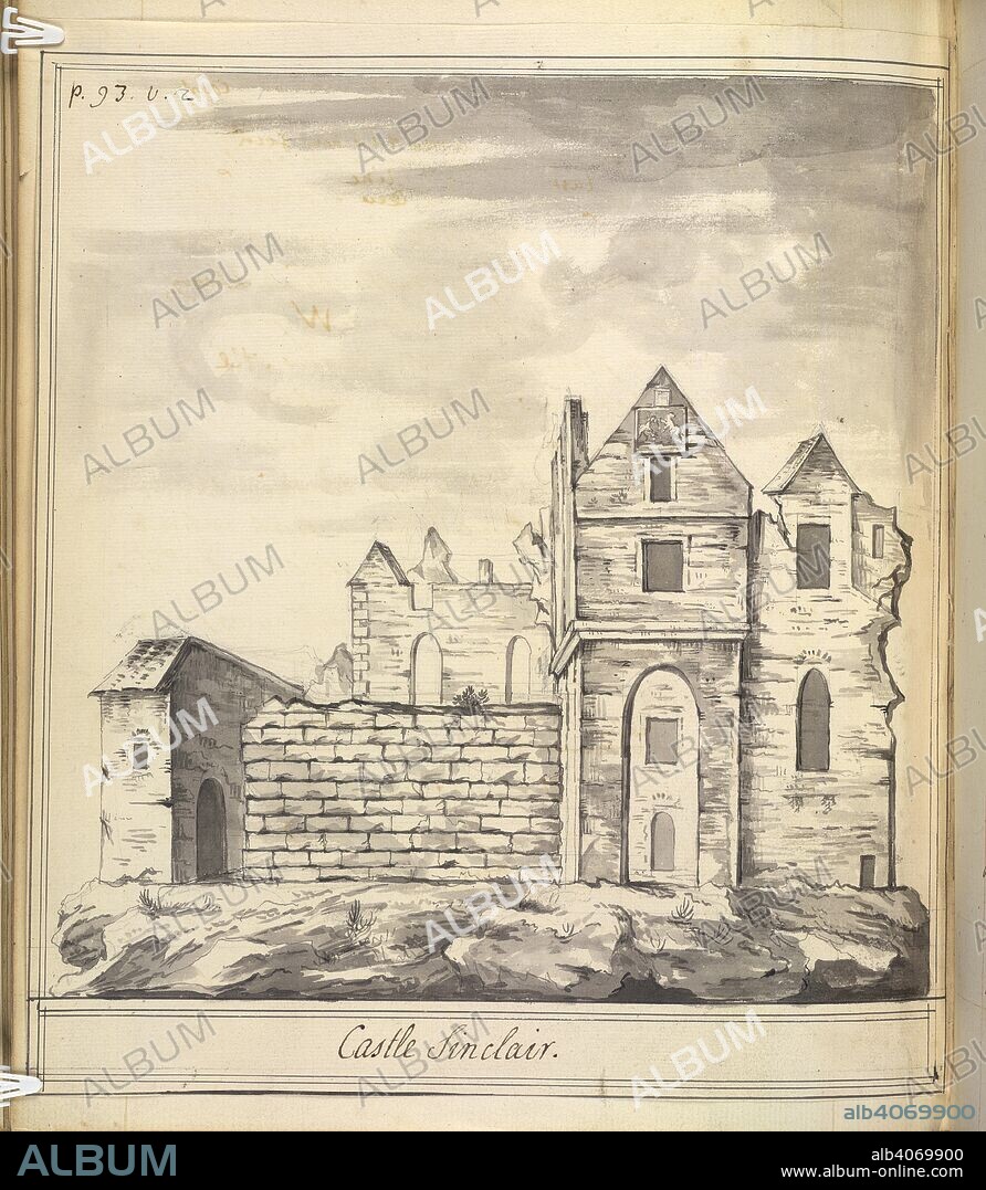Castle Sinclair. A Journey round Scotland to the Orkneys. Scotland; 1760. [Whole drawing] Drawing of Castle Sinclair, near Wick, Caithness. The castle was visited by Bishop Pococke on 14 July 1760  Image taken from A Journey round Scotland to the Orkneys.  Originally published/produced in Scotland; 1760. . Source: Add. 14257, f.107v. Language: English.