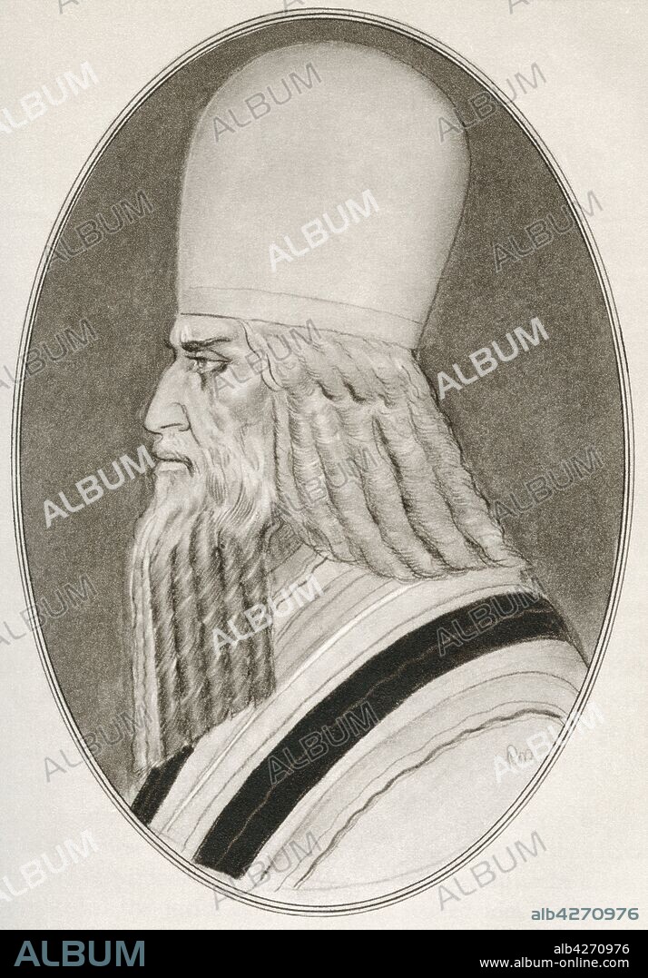 Zoroaster,  aka Zarathustra,  Zarathushtra Spitama or Ashu Zarathushtra Ancient Iranian-speaking prophet  Illustration by Gordon Ross,  American artist and illustrator 1873-1946,  from Living Biographies of Religious Leaders.