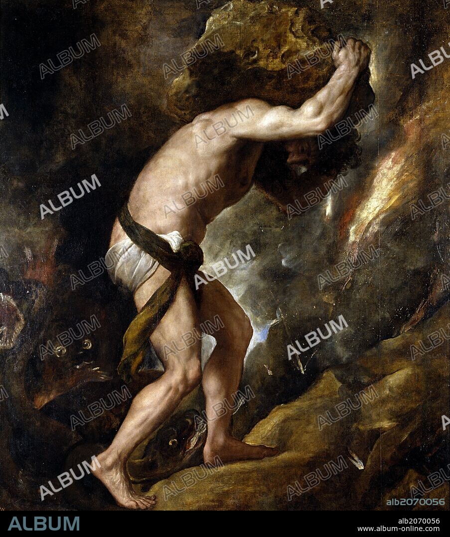 Vecellio di Gregorio Tiziano / 'Sísifo', 1548-1549, Escuela Italiana, Óleo sobre Lienzo, 237 cm x 216 cm, P00426.