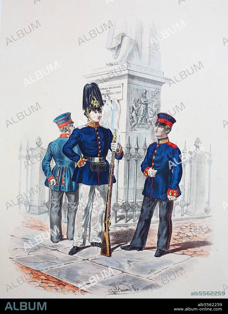 Prussian Army, Prussian Guard, Cadet Corps, Cadet of the Kulm Corps, Cadet of the Berlin Corps, Cadet of the Potsdam Corps, Army Uniform, Military, Prussia, Germany, digitally restored reproduction of a 19th century original