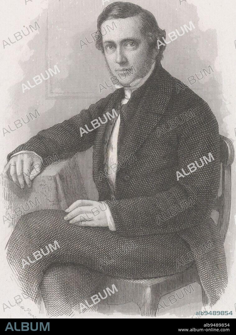 Portrait of the preacher Martinus Cohen Stuart, print maker: Edouard Taurel, (mentioned on object), after: Bastiaan de Poorter, (mentioned on object), Amsterdam, 1834 - 1892, paper, steel engraving, h 202 mm × w 138 mm.