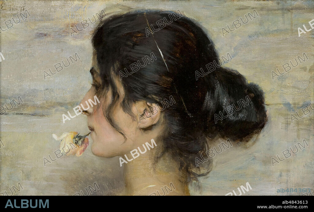 ETTORE TITO. Con la rosa tra le labbra (With the Rose Between her Lips).