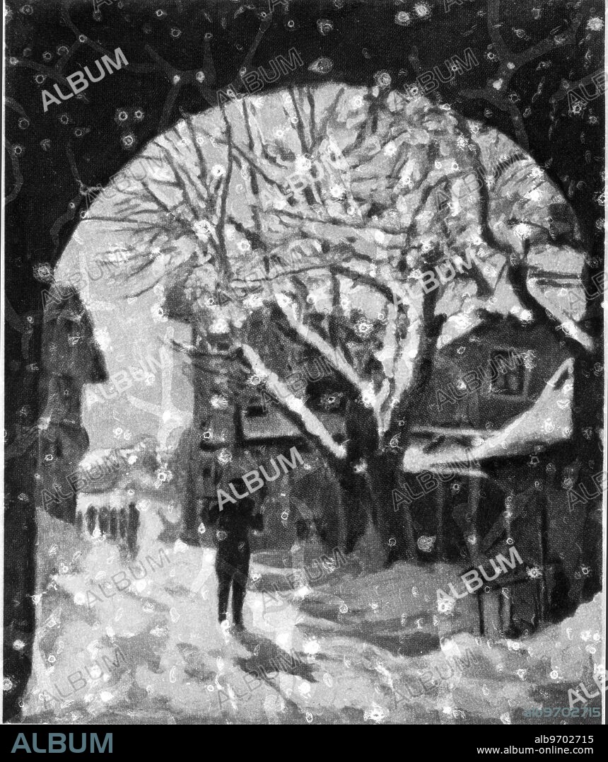 Sir Winston ' s Christmas Card. Sir Winston Churchill ' s Yule card , ' The Messenger ' reproduced as is usual from one of his paintings . This is the first time that a snow scene has been the subject , beforehand it has always been a sunny landscape. 19 December 1955.