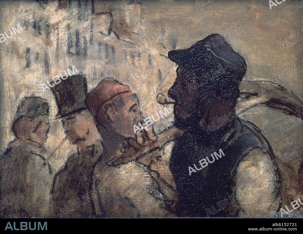 HONORE DAUMIER (1808-1879). OBREROS EN LA CALLE - SIGLO XIX.