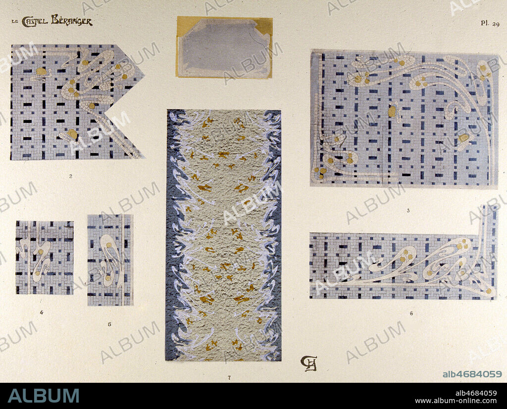 Papiers peints . Etude sur le Castel-Beranger, 1899 par Hector GUIMARD (1841-1927), architecture de style Art Nouveau, 1900 . Credit JEAN VIGNE/KHARBINE TAPABOR.