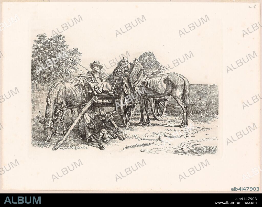 Farmer and His Cart. Johann Adam Klein; German, 1792-1875. Date: 1833-1834. Dimensions: 179 x 250 mm (plate); 242 x 330 mm (sheet). Etching in black on ivory wove paper. Origin: Germany.