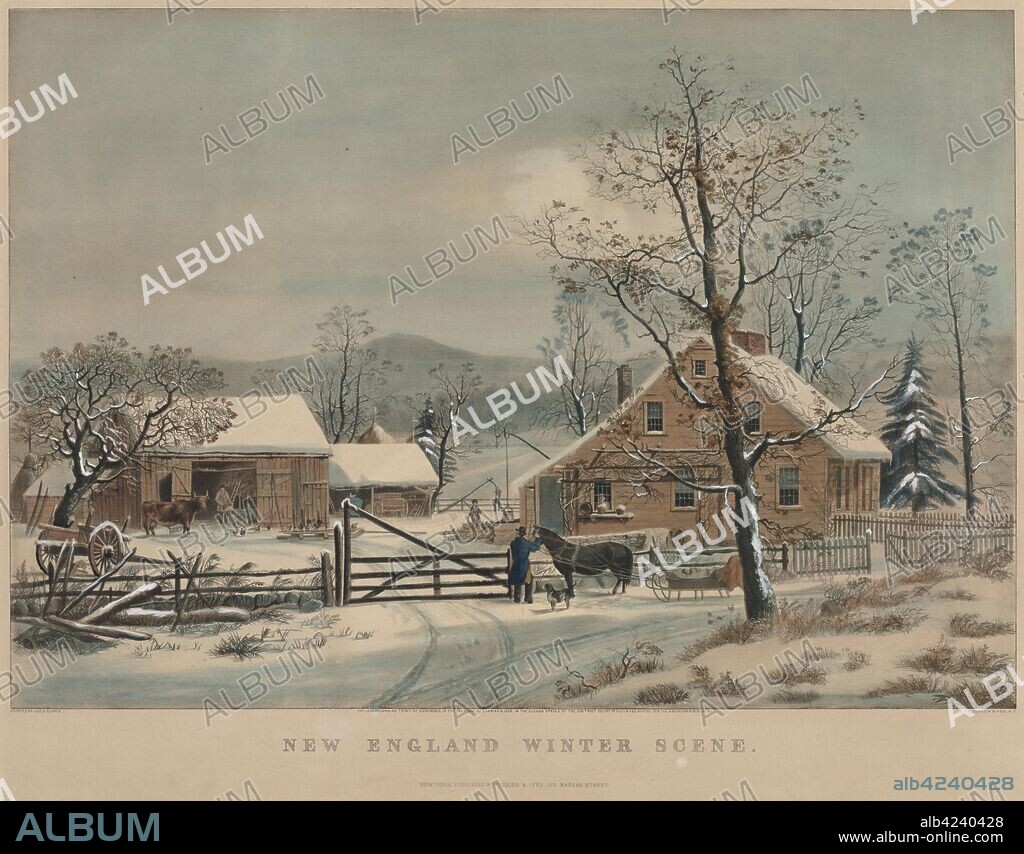 New England Winter Scene, 1861. And James Merritt Ives (American, 1824-1895), Nathaniel Currier (American, 1813-1888). Lithograph, hand colored; image: 41.8 x 60 cm (16 7/16 x 23 5/8 in.).