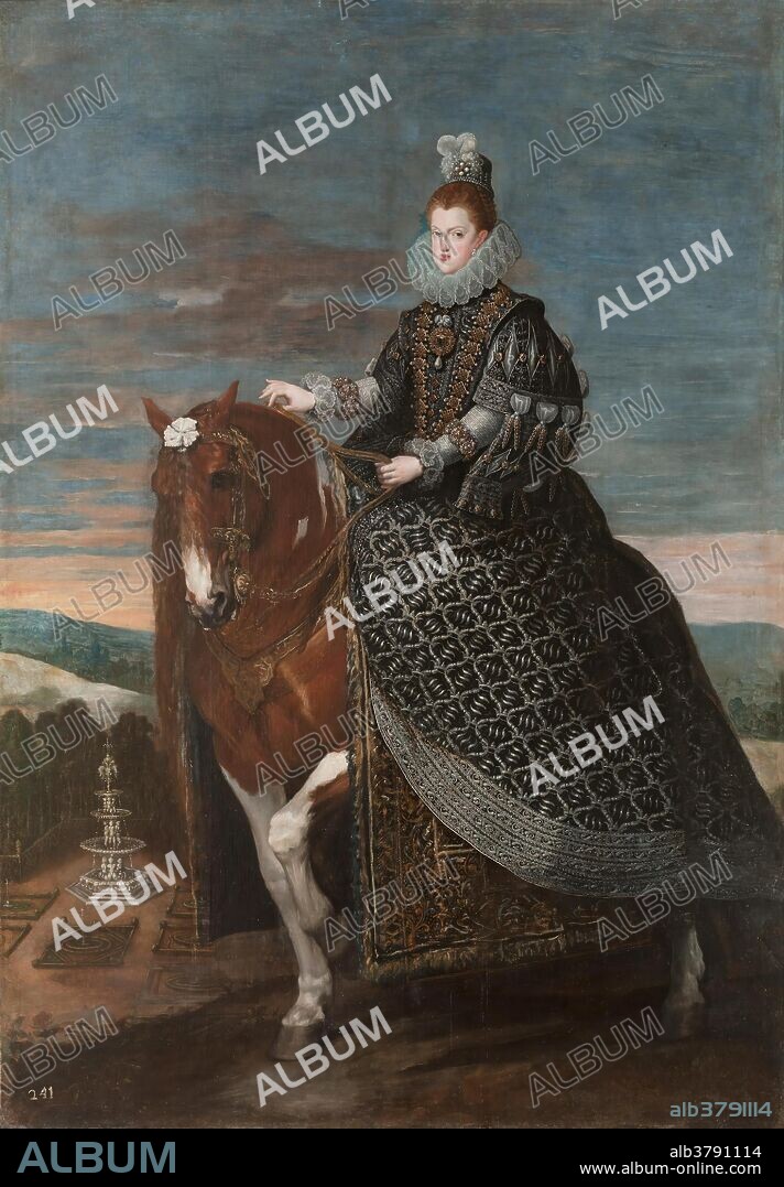 DIEGO VELÁZQUEZ. Diego Rodríguez de Silva y Velázquez / 'Queen Margarita de Austria on Horseback'. Ca. 1635. Oil on canvas.