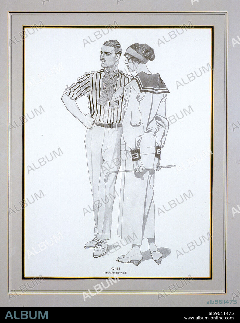 Golfing fashion illustration, early 20th century.